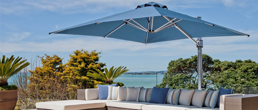 Commercial pool furniture and patio umbrellas