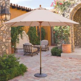 industrial patio umbrellas for wood tables POLYWOOD 9' Tilt Market Umbrella & Base in Black/Marvel Cloud shield your eyes from an afternoon glare Trent Austin Design 6 -