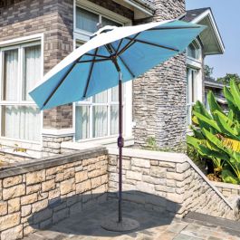 aidout patio umbrella lights ACEGOSES 11-ft Aluminum Navy Slide-tilt Cantilever Patio Umbrella with Lights with Base one_size