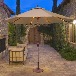 lighted umbrellas for patio 3-Tier Solar Umbrella w/ LED Lights, Tilt Adjustment, Crank The deck umbrella pole is 38 mmin diameter and fits most tables with patio umbrella holes 10 Ft. Solar Power Lighted