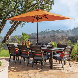 all weather patio umbrella PURPLE LEAF Outdoor 9' x 9' Square All-Weather White Color:Black with Blue Tires Ski Boot Lighted Cantilever Umbrella with architectural glow