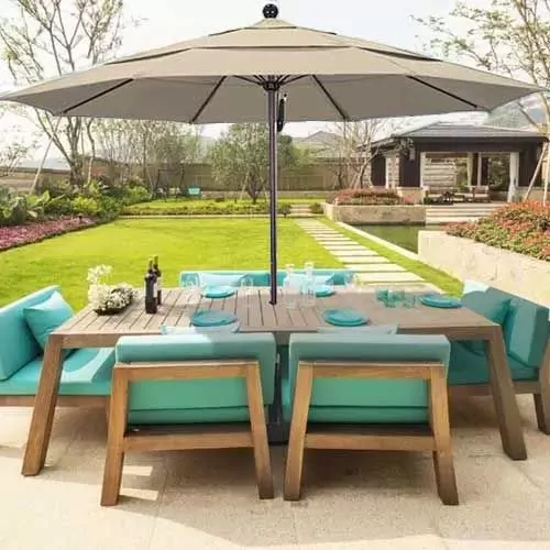 11 Double Wind Vent Commercial Patio Umbrella With Bronze Aluminum Pole Pulley Lift