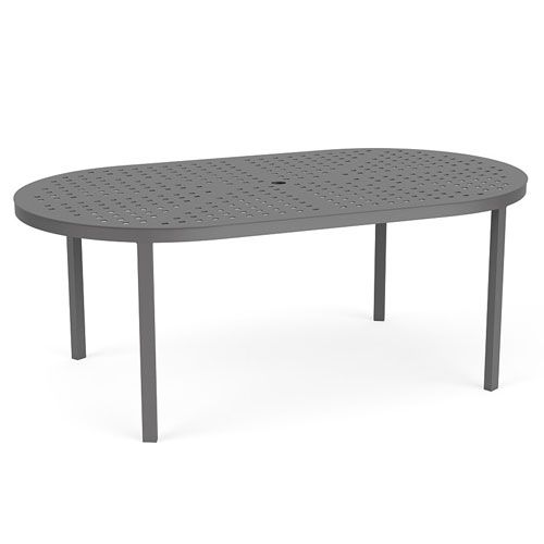 42" x 76" Oval Commercial Cube Pattern Top Coastal Dining Table Base by LC Furniture