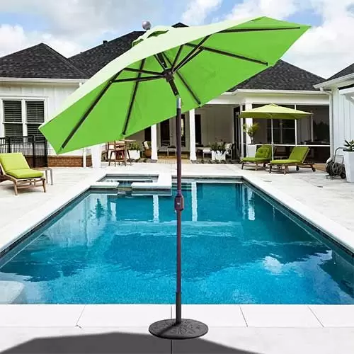 christies patio umbrellas Palm Springs Wooden Patio Umbrella with Fringe 6ft Tilt PS6-05