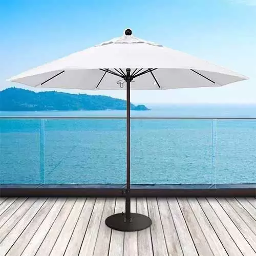 9 white patio umbrella PURPLE LEAF 9 ft. Square Outdoor Patio Cantilever Umbrella White Aluminum  Offset 360 Rotation Umbrella with Base, White PPL02XBS09-WTWB