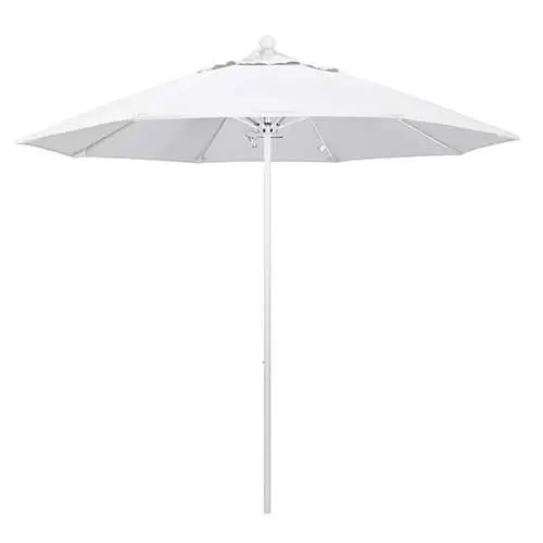 9 white patio umbrella with white pole 9' Commercial Patio Umbrella With Matted White Aluminum Pole, Fiberglass  Ribs and Push Lift