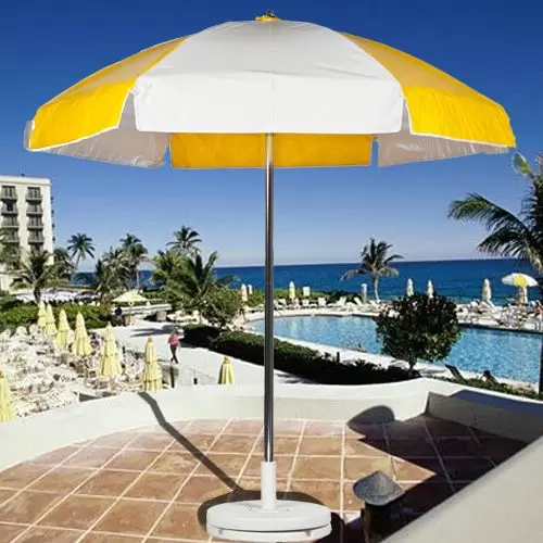 commercial yellow patio umbrellas AreShark 9 FT Umbrella for Outdoor, Outdoor Table Umbrella with Push Button Tilt and Crank, Outdoor Patio with 8 Sturdy Ribs for Market, Garden, Pool (Yellow) : Patio cast metal housing Tilt Patio Umbrella | Auto-Tilt,