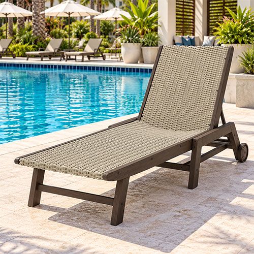 POLYWOOD Coastal Woven Chaise with Wheels