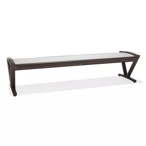 Wooden bench with back and arms on sale