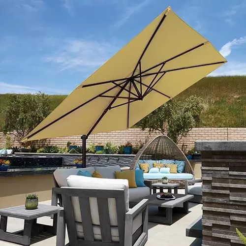 6x8 patio umbrella Skye 8.6' Square Rotating Cantilever Umbrella -Black Finish
