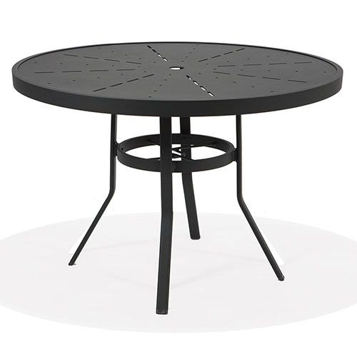 48" Round Commercial Dining Table Starburst Stamped Top w/ Hole