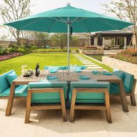 11' Commercial Patio Umbrella With Silver Anodized Aluminum Pole - Pulley Lift