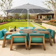 11' Commercial Patio Umbrella With Matted White Aluminum Pole - Pulley Lift