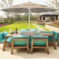 11' Double Wind Vent Commercial Patio Umbrella With Matted White Aluminum Pole - Pulley Lift