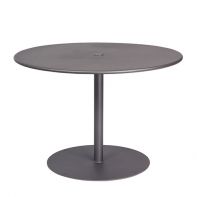 Woodard 42" Round Commercial Solid Iron Top Pedestal Base Dining Umbrella Table
