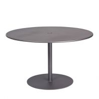 Woodard 48" Round Commercial Solid Iron Top Pedestal Base Dining Umbrella Table