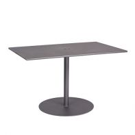 Woodard 48" x 30" Rectangular Commercial Solid Iron Top Pedestal Base Dining Umbrella Table