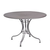 Woodard 42" Round Commercial Solid Iron Top Universal Dining Umbrella Table