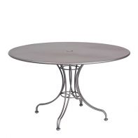 Woodard 48" Round Commercial Solid Iron Top Universal Dining Umbrella Table