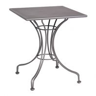 Woodard Commercial Solid Iron Top Universal Square Bistro Table featuring a handcrafted iron frame and a durable, stain-resistant finish for a professional commercial setting.