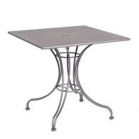 Woodard Commercial Solid Iron Top Universal Square Bistro Table featuring a handcrafted USA-made frame and stain-resistant finish for a commercial setting.