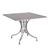 Woodard 36" Square Commercial Solid Iron Top Universal Dining Umbrella Table