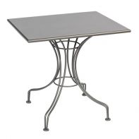 Woodard Commercial Solid Iron Top Universal Rectangular Bistro Table showcasing its handcrafted USA-made iron frame and stain-resistant finish for a professional commercial setting.