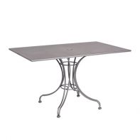Woodard 48" x 30" Rectangular Commercial Solid Iron Top Universal Dining Umbrella Table
