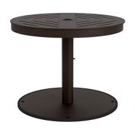 24" Round Commercial Slat Pattern Table with 100 lb Umbrella Base by LC Furniture