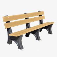 Commercial 6' Bench with Back Recycled Plastic 2"X6" Planks by Texacraft