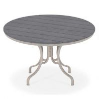 48" Round Rustic Polymer Top Commercial Dining Height Table w/ hole by Telescope Casual