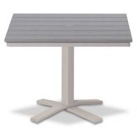 36" Square Rustic Polymer Top Commercial Dining Height Pedestal Table w/ hole by Telescope Casual