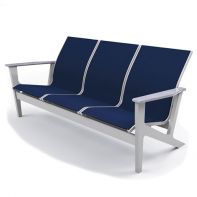 Wexler MGP Sling Commercial Chat Height Three-Seat Sofa w/ Rustic Polymer Arms by Telescope Casual