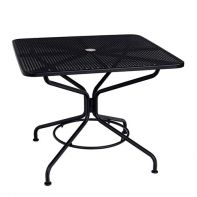 Woodard 36" Square Café Series Textured Black Plus Commercial Dining/Umbrella Table featuring a modern design and long lasting iron frame for a professional commercial setting.
