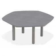 62" Hexagonal Rustic Polymer Top Commercial Dining Height Table w/ hole by Telescope Casual