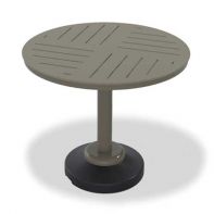 42" Round Marine Grade Polymer Top Commercial Dining Height 80 lb Pedestal Table w/ hole - DASH by Telescope Casual