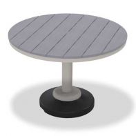 42" Round Rustic Polymer Top Commercial Dining Height 80 lb Pedestal Table w/ hole by Telescope Casual