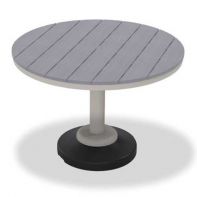 Round Rustic Polymer Top Commercial 80lb Pedestal Dining Height Table w/ hole