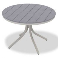 Round Rustic Polymer Top Commercial Dining Height Table w/ hole by Telescope Casual