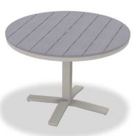 42" Round Rustic Polymer Top Commercial Dining Height Pedestal Table w/ hole by Telescope Casual