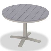 Round Rustic Polymer Top Commercial Pedestal Dining Height Table w/ hole