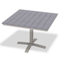 42" Square Rustic Polymer Top Commercial Dining Height 80 lb Pedestal Table w/ hole by Telescope Casual