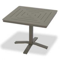 36" Square Marine Grade Polymer Top Commercial Dining Height Pedestal Table w/ hole - DASH by Telescope Casual