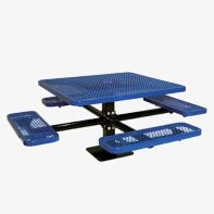 Commercial 46" Single Pedestal Square Table with Hole - Surface Mount by Texacraft