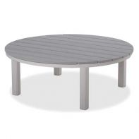 54" Round Rustic Polymer Top Commercial Round Coffee Height Table w/ hole by Telescope Casual