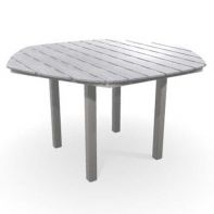 62" Hexagonal Rustic Polymer Top Commercial Balcony Height Table w/ hole by Telescope Casual