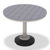 Round Rustic Polymer Top Commercial 80lb Pedestal Balcony Height Table w/ hole