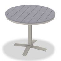 42" Round Rustic Polymer Top Commercial Balcony Height Pedestal Table w/ hole by Telescope Casual