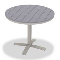 Round Rustic Polymer Top Commercial Pedestal Balcony Height Table w/ hole