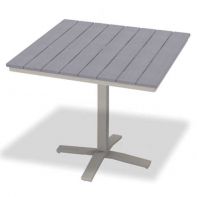 42" Square Rustic Polymer Top Commercial Balcony Height 80 lb Pedestal Table w/ hole by Telescope Casual